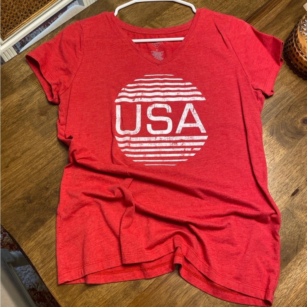 St. John's Bay Red USA Graphic Women's Tee